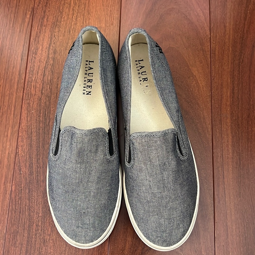 Ralph Lauren slip on JANIS sneakers navy chambray women’s size 8